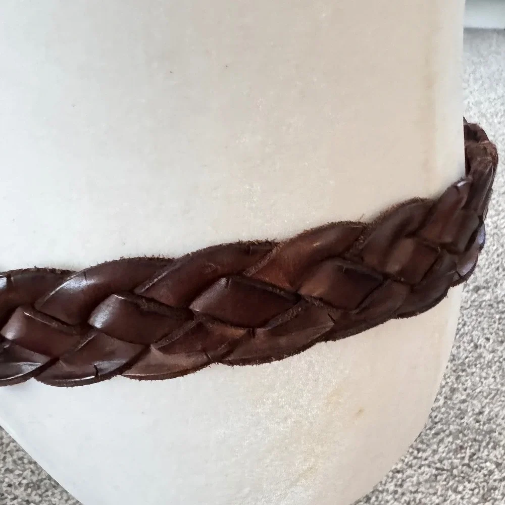 Leather Island Vintage thick Braided Leather Belt‎ Dark Brown Bill Lavin size 38